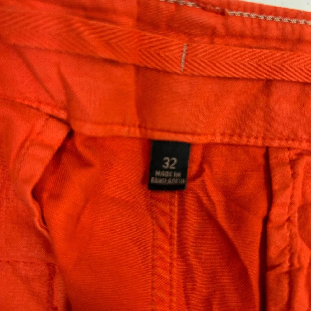 Banana Republic Mens 32 Cargo Shorts Burnt Orange Cotton Linen Utility 9 Inseam